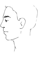 sketch to portrait of a young man's profile