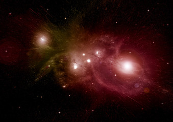 Stars, dust and gas nebula in a far galaxy