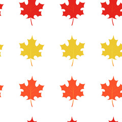 Vector seamless pattern with maple leaves in autumn colors. EPS10. Can be used as print on clothes, wrapping paper, web, design banners. Autumn background.