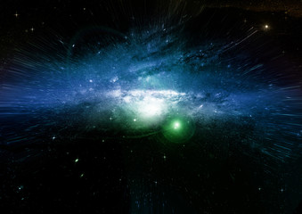 Stars, dust and gas nebula in a far galaxy