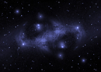 Stars, dust and gas nebula in a far galaxy
