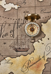 compass on map