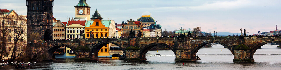 Charles Bridge over Vltava river in Prague, Czech Republic