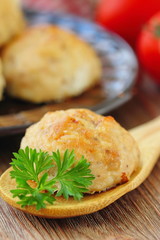 Chicken meatballs with rice and vegetables