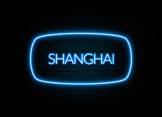 Shanghai  - colorful Neon Sign on brickwall