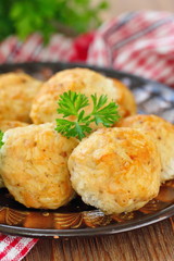 Chicken meatballs with rice and vegetables
