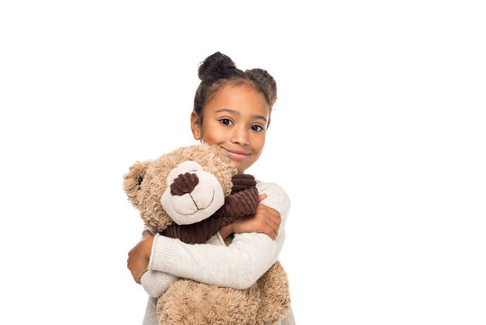 african american child with teddy bear