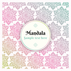 Mandala pattern background decorative design. Oriental motif in grunge texture style template. Wedding invitations, postcards, flyers, covers…