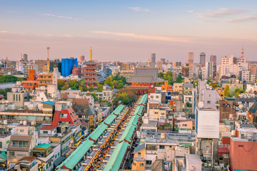 Top view of Asakusa area in Tokyo Japan