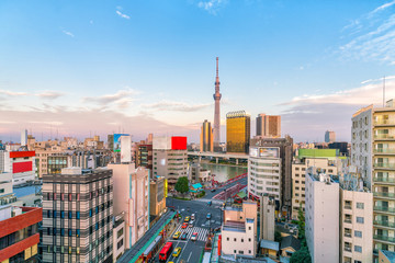 Top view of Asakusa area in Tokyo Japan