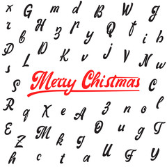 Merry Christmas, handwritten latin alphabet, can be used for anything.