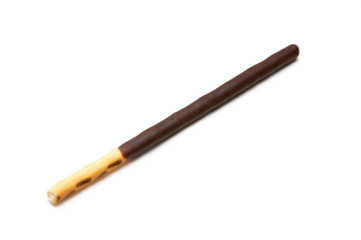 Chocolate Filled Biscuit Sticks on White Background