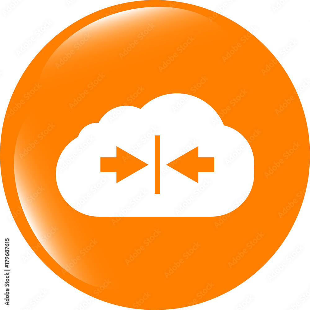 Poster abstract cloud icon. upload button. load symbol. round button