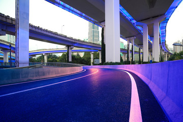 City road overpass viaduct bridge of night scene