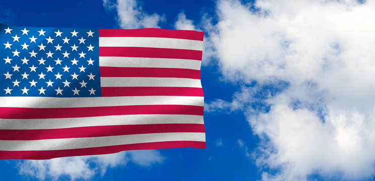 image of the American flag against the sky