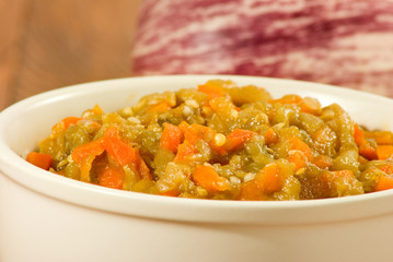 vegetable ragout in plate closeup