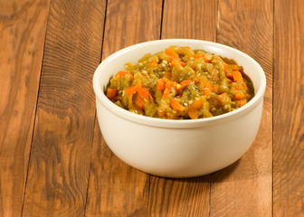 vegetable ragout in plate close up