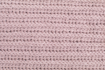 Creamy Cozy Warm Winter Cotton Wool Knitted Crochet Fabric Texture. Natural Knitting Patern Background