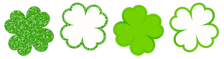 4 Clover Leafs Sparkling Shining Green