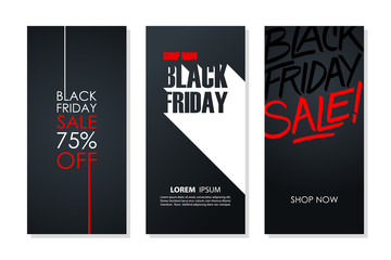 Black Friday Sale flyers set for business, commerce, promotion and advertising. Vector illustration.