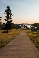 Fototapeta premium Parks with Sydney skyline view.