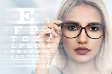 Female  portrait and eye chart