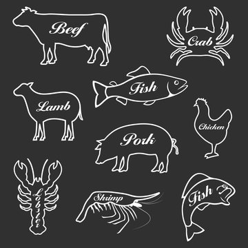 Set of icons of animals