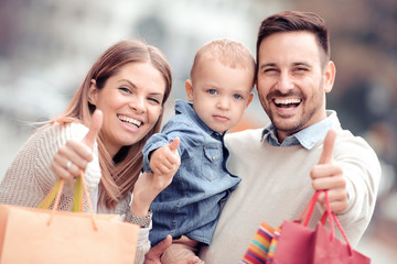 Happy family in shopping