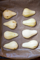 food- pears roasted in French couscous. Recipe. food, cooking and baking. Easy, pyszky and fast dessert.