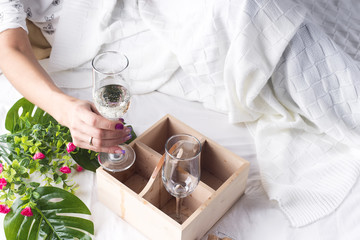 Beautiful woman with glass of champagne