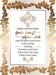 Vintage baroque style wedding invitation card template.