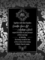 Vintage baroque style wedding invitation card template.