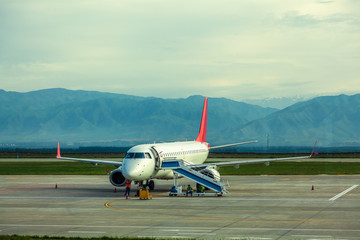 Boarding at the airport.