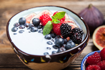 Delicious blueberry and fig yoghurt