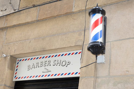 Beautiful Barber Shop Facade Symbol Of A Barbershop Lamp