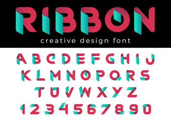 Design vector Font of Ribbon Title, Header, Lettering, Logo