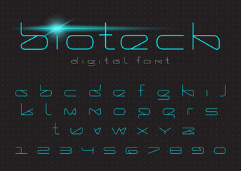 Futuristic vector Font. Digital Virtual Reality Technology