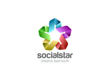 Social Teamwork Star Union Logo design vector Partnership