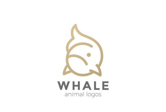 Whale Logo vector Linear. Funny Fish abstract Logotype icon