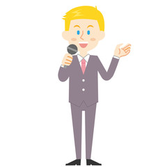 15シリーズ_欧米系ビジネスマン_マイク演説