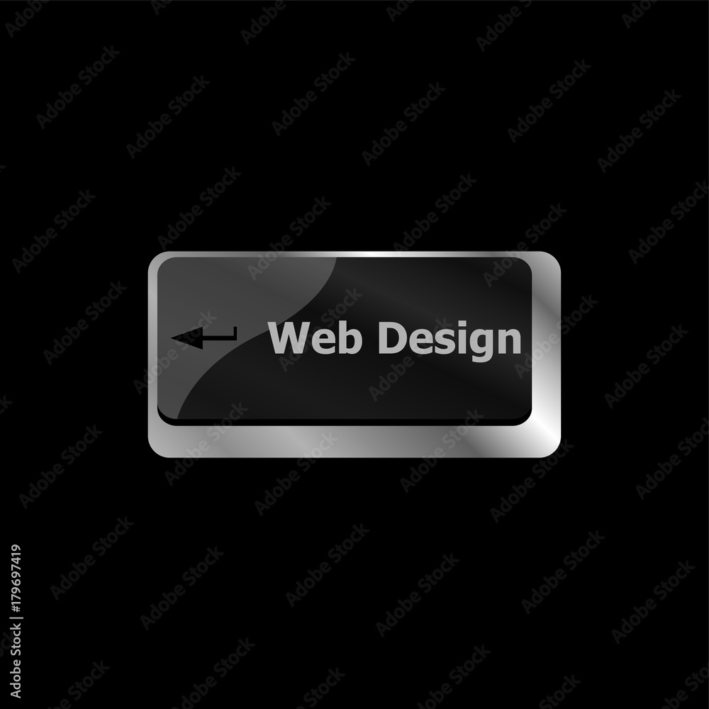 Poster web design text on a button keyboard key