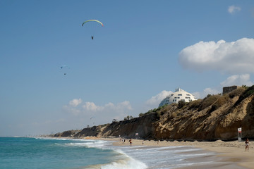Fototapeta na wymiar Beach in Ashkelon on the Mediterranean Sea