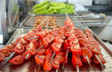 Skewers with fresh tomatoes