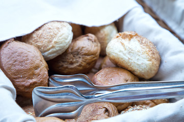 Grain basket with fresh rolls