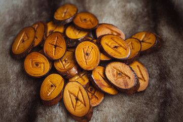 wooden runes on the fur