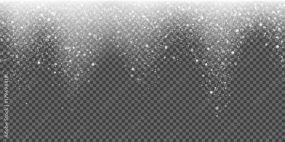 Leinwandbilder Snow falling vector background of sparkling snowfall and glittering snowflakes or glowing glitter particles. Vector abstract pattern background for Christmas or New Year winter holiday template design