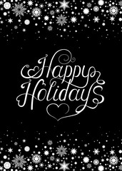 Handwriting Xmas lettering on black  background.