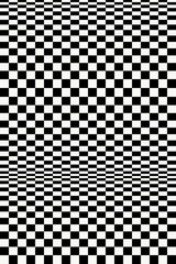 checkered op-art poster background.