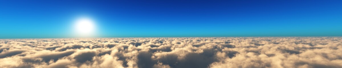 Fototapeta na wymiar Sun above the clouds, panorama clouds, banner