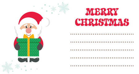 cartoon cute santa claus with gift christmas card